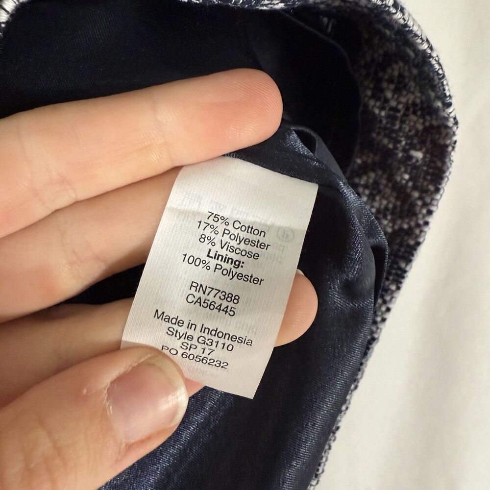 J Crew Mini Skirt Women's 4 Blue WHite Knit Zip Back Lined Cotton Blend - Picture 5 of 10